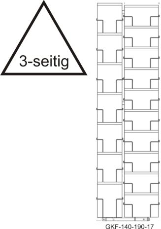 Kartenbodenständer, 140/190 mm, 51 Fächer, 2-reihig, 3-seitig, silber